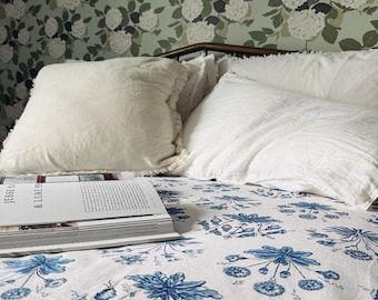 English Gardens ~ Blue And White Duvet, Batik Duvet Cover, Luxury Duvet Cover, Floral Duvet Cover, Dorm Room Bedding, Indian Print Cover