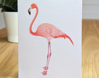 Flamingo Greetings Card, Greetings Card, Blank inside, Wildlife Greetings Card, Flamingo, Handmade