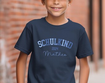 Personalisiertes Schulkind T-Shirt, Einschulungsgeschenk für Mädchen und Jungs, Schulkind 2024, T-Shirt Schulanfang, Schuleintritt Geschenk