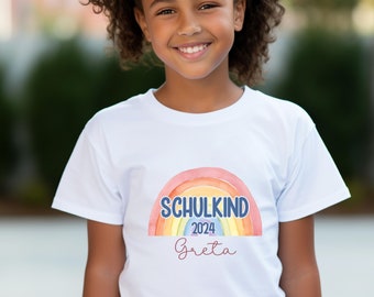 Personalisiertes Schulkind T-Shirt, Einschulungsgeschenk für Mädchen und Jungs, Schulkind 2024, T-Shirt Schulanfang, Schuleintritt Geschenk