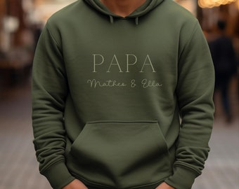 Papa Hoodie personalisiert mit Name, Geschenke für Papa, Papa Hoodie, Hoodie für Papa mit Kindernamen