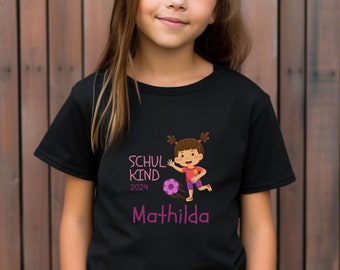 Personalisiertes Schulkind T-Shirt, Einschulungsgeschenk für Mädchen und Jungs, Schulkind 2024, T-Shirt Schulanfang, Schuleintritt Geschenk