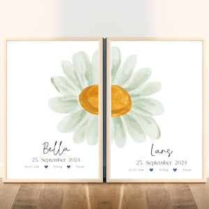 Geburtsposter für Zwillinge, Kinderzimmer Poster, Geschenke für Zwillinge zur Geburt, personalisierte Geschenke Baby, Regenbogen, Boho