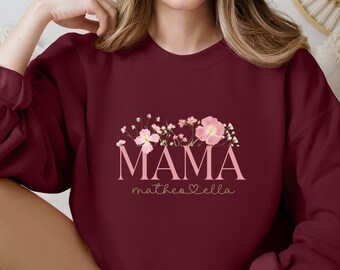 Personalisierter Mama Pullover mit Kindernamen, Geschenk zum Muttertag, Mama Sweatshirt, Mama Sweatshirt, Mama Pullover, Mom Sweater