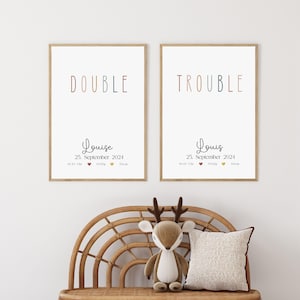 Geburtsposter für Zwillinge, Kinderzimmer Poster, Geschenke für Zwillinge zur Geburt, personalisierte Geschenke Baby, Regenbogen, Boho