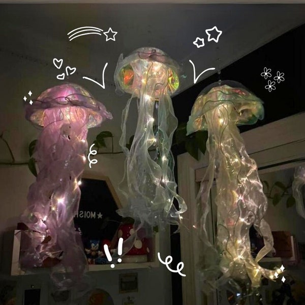 Esthetische LED-kwallenlamp - Slaapkamernachtlampje, Slaapkamernachtlampje, Kamer- en huisdecoratie, Kwallendecor, Boho, Fantasie-nachtlampje