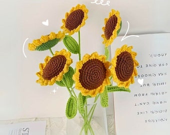 Sonnenblumen gehäkelt - Häkelblumen, Handgefertigter Blumenstrauß, Geschenkidee Häkeln, Strickblumen, Wohndekor, Geschenk für Sie