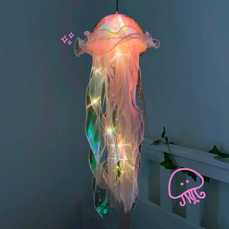 Aesthetic LED Jellyfish Lamp Bedroom Night Lamp, Bedroom Night Light, Room And Home Decoration, Jellyfish Decor, Boho, Fantasy Nightlight Pink