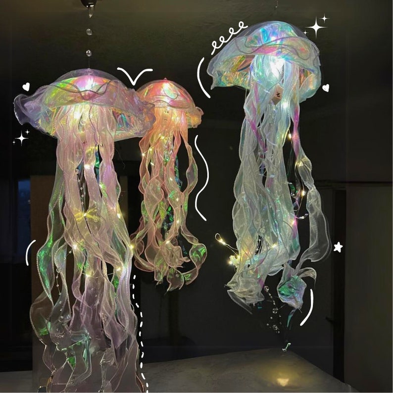Aesthetic LED Jellyfish Lamp Bedroom Night Lamp, Bedroom Night Light, Room And Home Decoration, Jellyfish Decor, Boho, Fantasy Nightlight zdjęcie 5