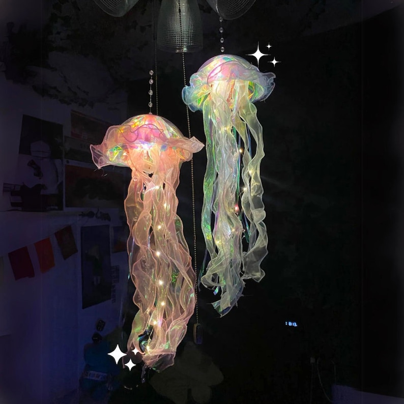 Aesthetic LED Jellyfish Lamp Bedroom Night Lamp, Bedroom Night Light, Room And Home Decoration, Jellyfish Decor, Boho, Fantasy Nightlight image 4
