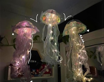 Aesthetic LED Jellyfish Lamp - Bedroom Night Lamp, Bedroom Night Light, Room And Home Decoration, Jellyfish Decor, Boho, Fantasy Nightlight