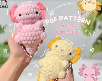 Wzór na szydełko aksolotla - DIY Uroczy wzór aksolotla, Pobieralny plik PDF, Wzór na aksolotla amigurumi, Wzór na szydełko amigurumi, Pluszowy aksolotl