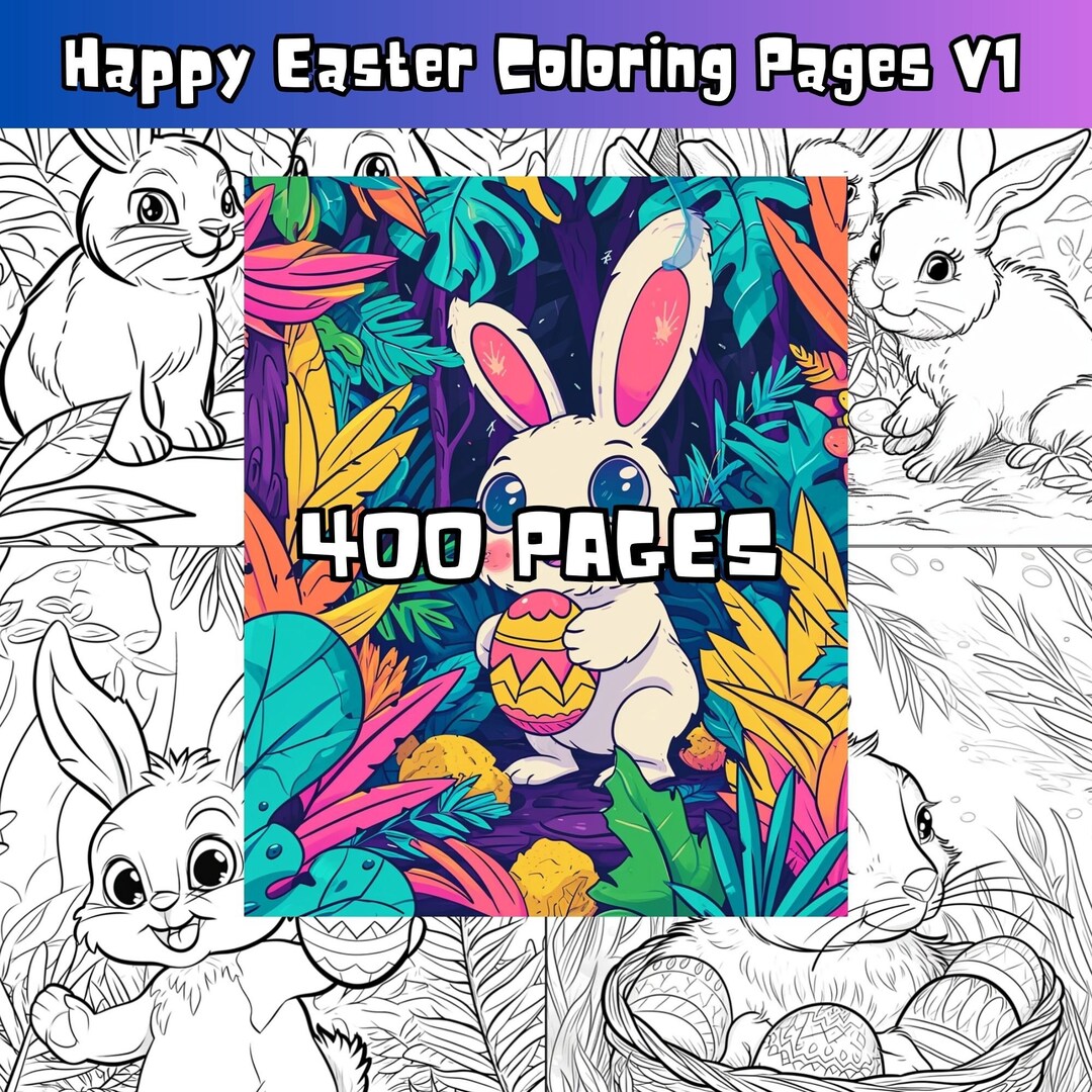 Happy Easter Coloring Pages for Kids 3-12 Black0sheep APPROVED | V1 - Etsy