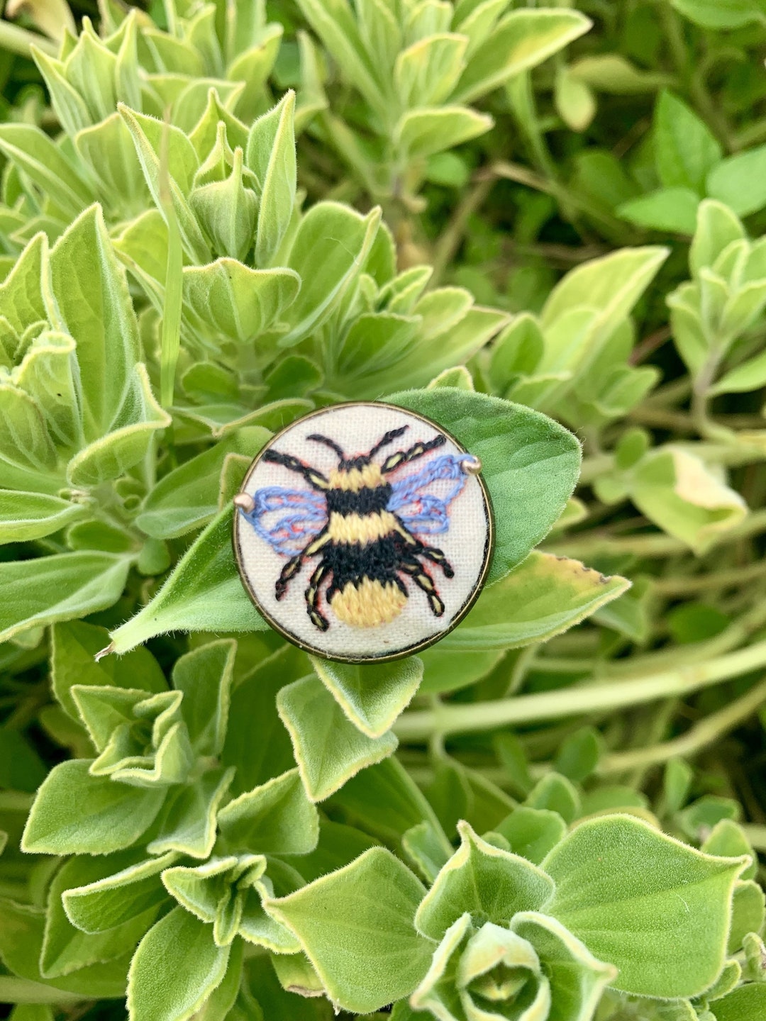 Whimsy Embroidered Bee Pin Adorned With Seed Beads - Black, Yellow ...