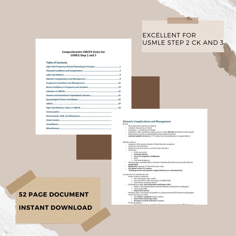 Comprehensive OBGYN Notes for USMLE Step 2CK and Step 3 Ultimate ...