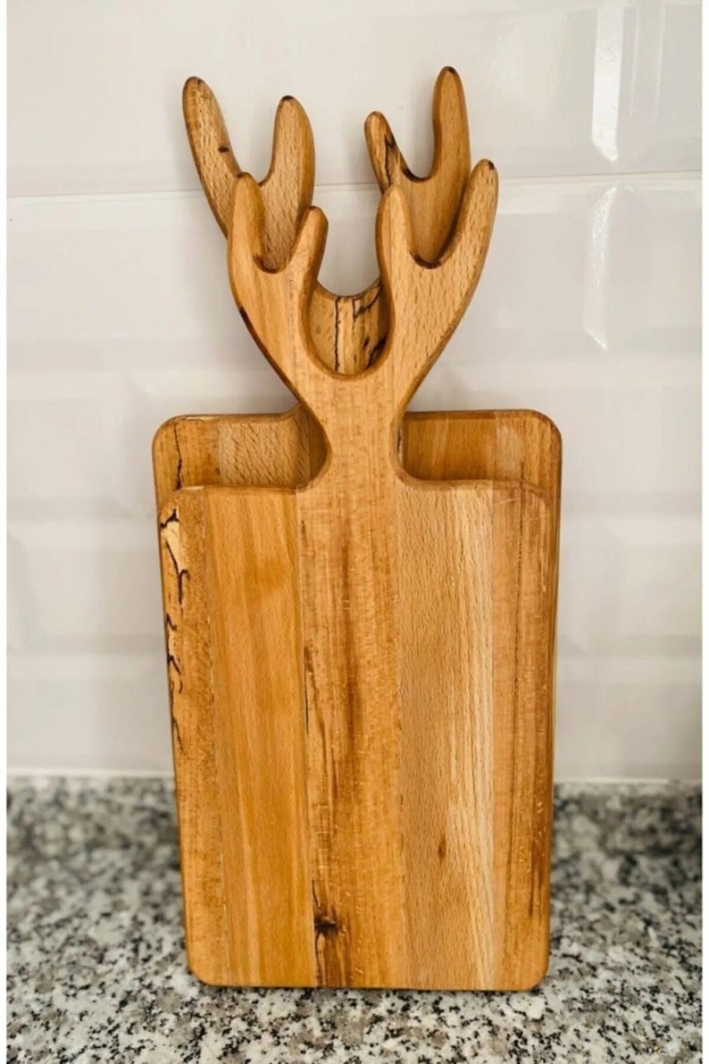 Deer antler meat cutting board, meat cutting board, presentation board, deer antler presentation board 100% hornbeam zdjęcie 2