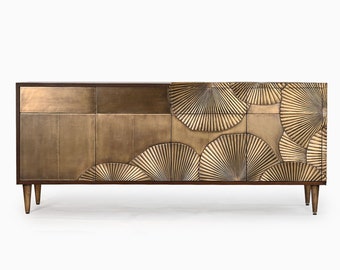 Brass Cladded Sideboard, 4 Door and 4 Drawer Sideboard Timeless Elegance, Handcrafted Credenza, Console, Contemporary Furniture