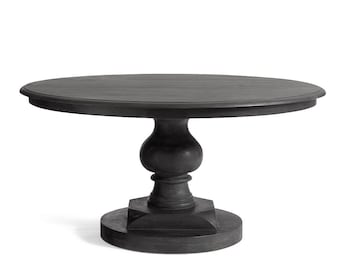 Vintage Elegance: Round Dining Table with Timeless Style,Round Dining Table,Mango Wood Dining Table,Dining Table,Black Dining Table