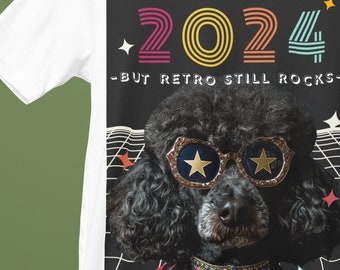 T-shirt rétro caniche funky : chien disco des années 70 avec lunettes de soleil / T-shirt chiné / propriétaire de chien / amoureux des animaux de compagnie / vintage