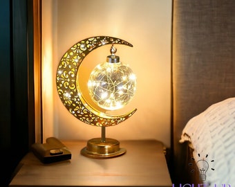 Decorative Islamic Moon and Star Lamp, Eid Decoration Lamp, Ramadan Themed Light, Muslim Celebration Light, Ramadan Kareem, Eid Gift