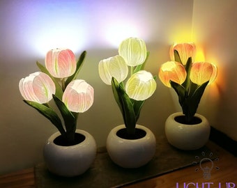 Beautiful LED Tulip Table Lamp, 3D Flower Living Room Light, Tulip Flower Night Light, Home Decor Ambience, Gift for Her