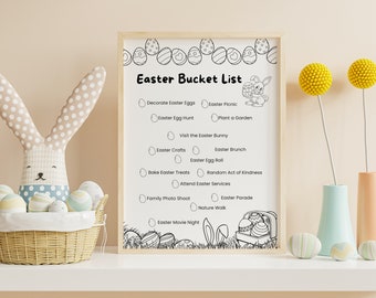 Printable Easter Bucket List, Family Bucket List, Easter Kids Activity, Spring Digital Activity Sheet, Easter To Do List