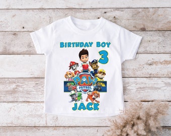 PERSONALISED T-Shirt PAW Patrol Kids  boys BIRTHDAY gift party top tee