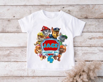 PERSONALISED T-Shirt PAW Patrol Kids  boys BIRTHDAY gift party top tee