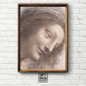 Graceful Female Portrait Study in Sepia | Vintage Drawing | Digital Art Print | Renaissance Wall Art Download | 25-91