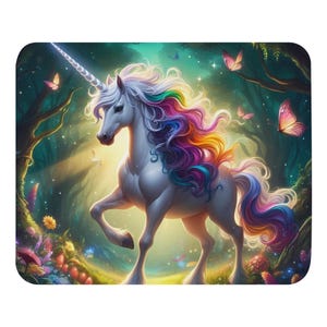 Magical Unicorn Mouse Pad – Colorful Fantasy Design, Soft Polyester Surface, 220x180mm, Natural Rubber Base – Perfect for Office & Gaming