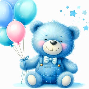 3 x Teddy bear, blue, teddy bear clipart, teddy bear clip art, clipart, clip art, instant download, digital download, bear png, clipart