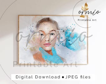 Botox Watercolor Print - Aesthetic Medicine Wall Art, Cosmetic Injection Decor, Dermatology Clinic Artwork, Digital Download