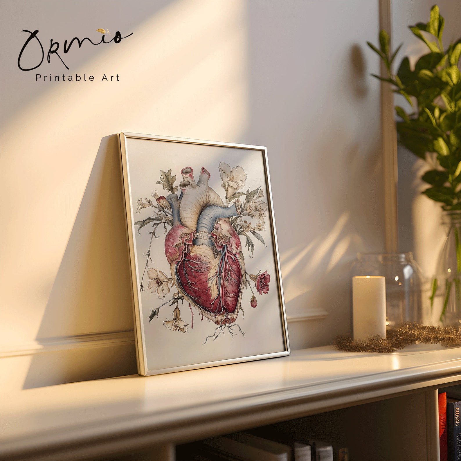Floral Heart Anatomy Art Print: Medical Office Decor (digital Download ...