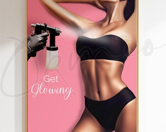 Spray Tan Wall Art Printable, Tanning Salon Decor, Beauty Salon Wall Art, Glow Skin Poster, Esthetician Decor, Body Glow Print