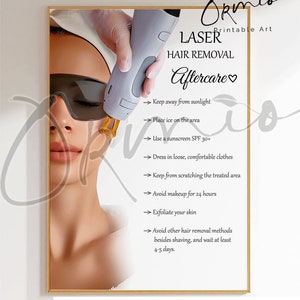 Printable Laser Hair Removal Aftercare Poster, Laser Technician Gift, Esthetician Clinic Wall Art, Spa Wall Art, Beauty Salon Decor