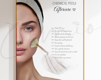Chemical Peel Aftercare Poster, Esthetician Wall Art Printable, Spa Treatment Instructions Chart, Skincare Clinic Decor Digital Download
