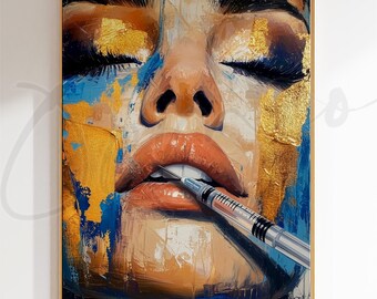 Botox Lips Wall Art Printable, Lip Filler Injection Poster, Luxury Aesthetic Decor, Med Spa Art, Nurse Injector Gift, Beauty Clinic Print