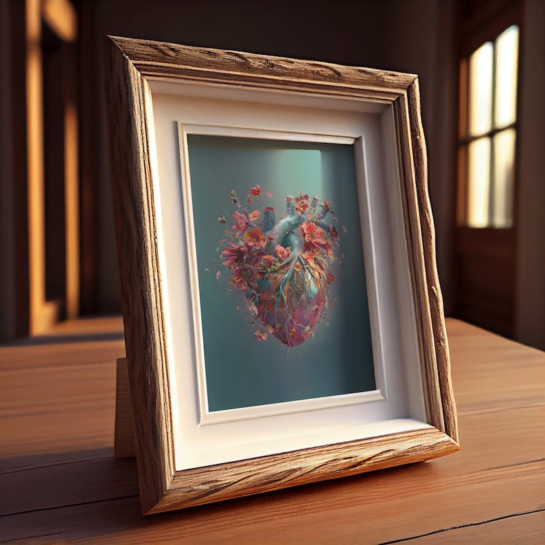 Floral Heart Anatomy Art Print: Medical Doctor Gift (digital Download ...