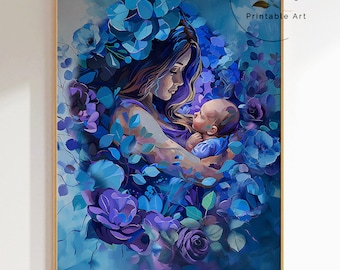 Arte floral para madre y bebé: Regalo para partera doula (imprimible)