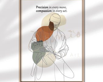 Surgeon Line Art Print: Minimalist Doctor Office Wall Decor (Digital Download)