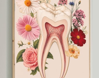 Dental Anatomy Art, Dentist Office Decor, Tooth Anatomy Poster, Dental Hygienist Gift, Dentistry Wall Art, Dental Clinic Decor