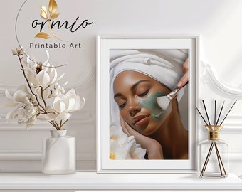 Impresión artística de tratamientos faciales de spa: Decoración de salón de belleza (descarga digital)