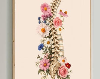 Spine Anatomy Art, Chiropractor Office Decor, Spinal Column Poster, Physical Therapy Wall Art, Chiropractic Decor, Anatomy Print