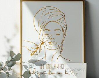 Skincare Poster: Woman in Face Mask, Spa Wall Art (Digital Download)