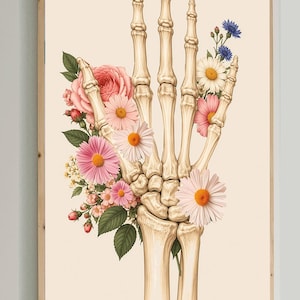 Hand Anatomy Art, Hand Bones Anatomy Poster, Occupational Therapy Decor, Physical Therapy Wall Art, Orthopedic Office Decor, Medical Print