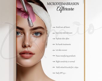 Microdermabrasion Aftercare Poster, Esthetician Printable Wall Art, Spa Treatment Instruction Chart, Skincare Clinic Decor Digital Download