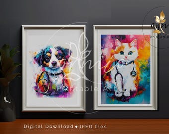 Veterinary Clinic Decor Set – Cat & Dog Doctor Posters for Professional and Friendly Veterinary Spaces