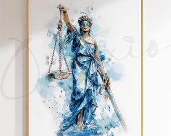 Lady Justice Printable Wall Art, Lawyer Gift, Attorney Office Decor, Law Graduation Gift, Legal Wall Decor, Scales of Justice Poster