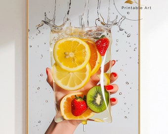 IV Therapy Fruit Bag Art: Medspa Decor Print (Digital Download)