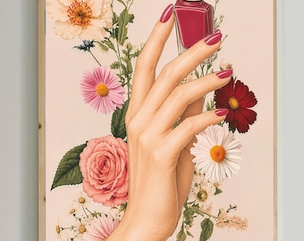 Nail Salon Decor, Nail Tech Wall Art, Manicurist Gift, Nail Polish Print, Beauty Salon Decor, Nail Artist Wall Art, Floral Nail Art